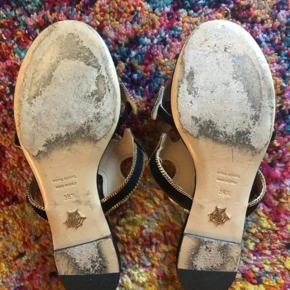 Charlotte Olympia rare anchor cutout suede embroidered whimsical flat sandals - Picture 7 of 7